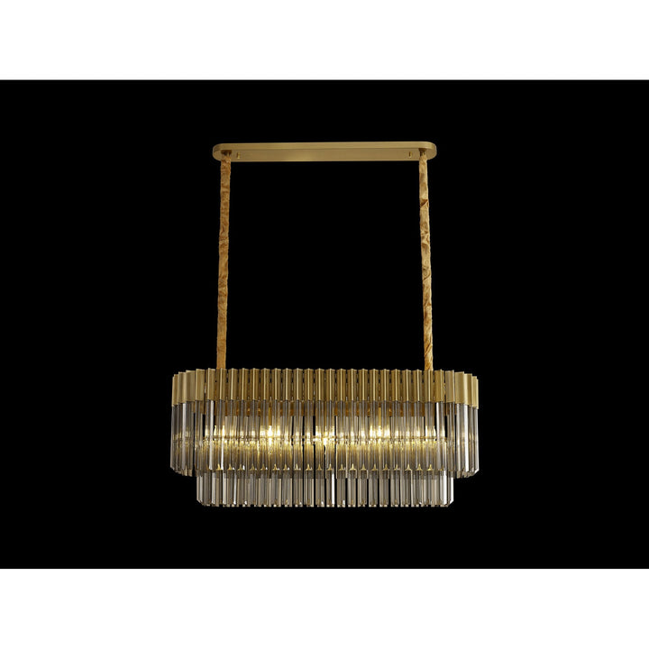 Nelson Lighting NL89509 Vienna 5 Light Rectangle Pendant Brass Smoked