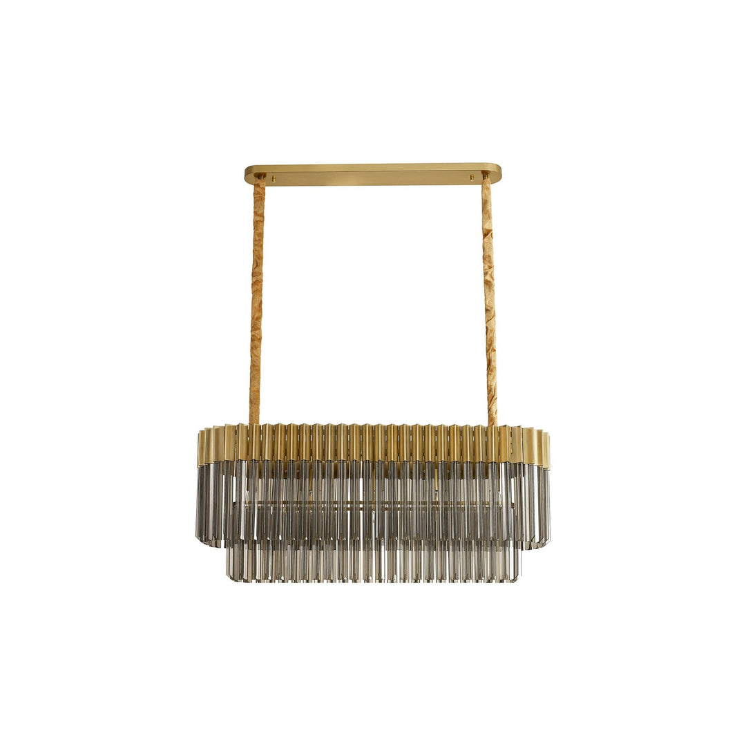 Nelson Lighting NL89509 Vienna 5 Light Rectangle Pendant Brass Smoked