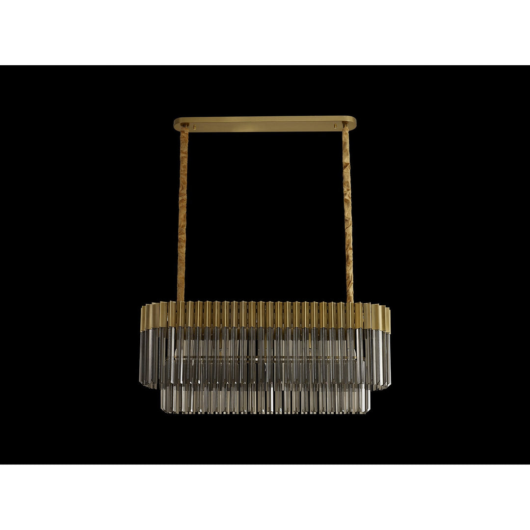 Nelson Lighting NL89509 Vienna 5 Light Rectangle Pendant Brass Smoked