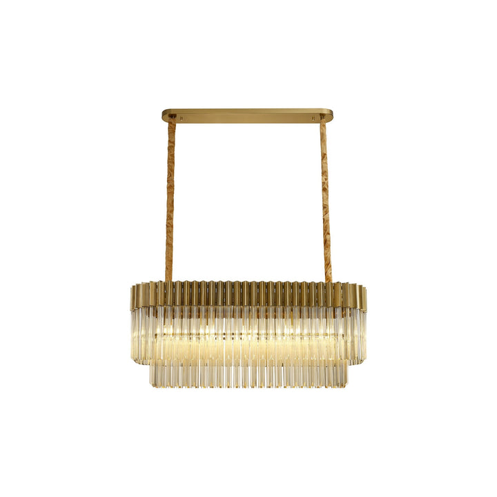 Nelson Lighting NL89519 Vienna 5 Light Rectangle Pendant Brass Cognac