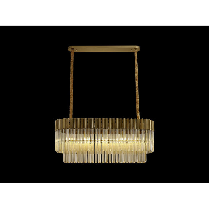 Nelson Lighting NL89519 Vienna 5 Light Rectangle Pendant Brass Cognac