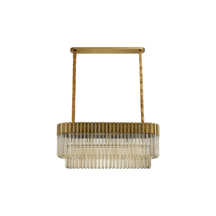 Nelson Lighting NL89519 Vienna 5 Light Rectangle Pendant Brass Cognac