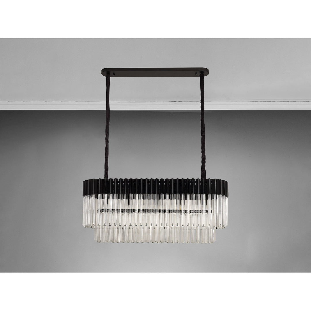 Nelson Lighting NL89539 Vienna 5 Light Rectangle Pendant Matt Black Clear