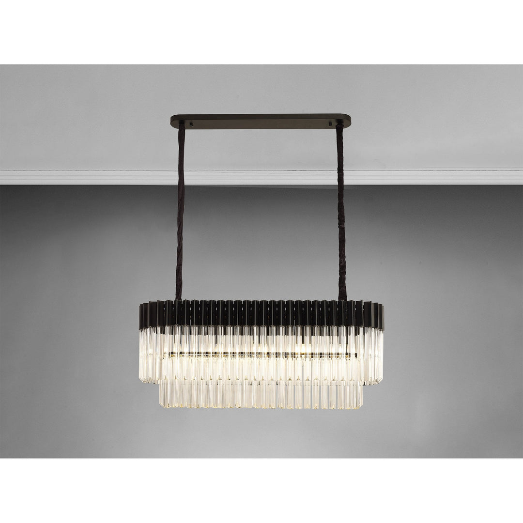 Nelson Lighting NL89539 Vienna 5 Light Rectangle Pendant Matt Black Clear