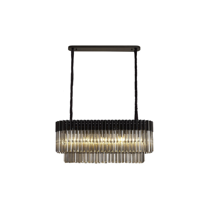 Nelson Lighting NL89549 Vienna 5 Light Rectangle Pendant Matt Black Smoked