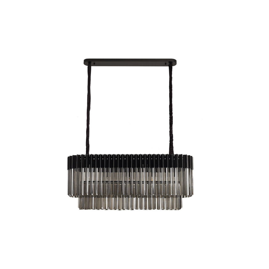 Nelson Lighting NL89549 Vienna 5 Light Rectangle Pendant Matt Black Smoked