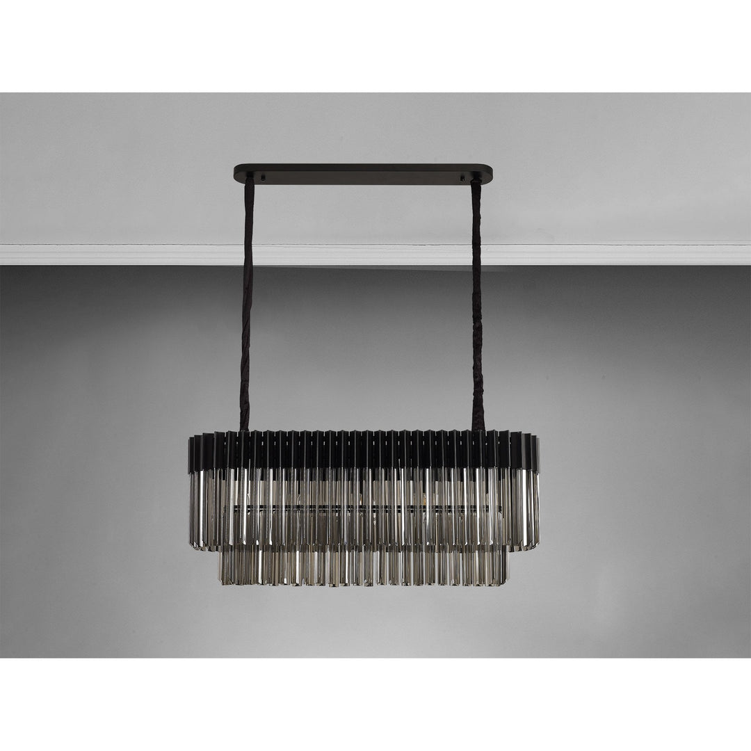 Nelson Lighting NL89549 Vienna 5 Light Rectangle Pendant Matt Black Smoked