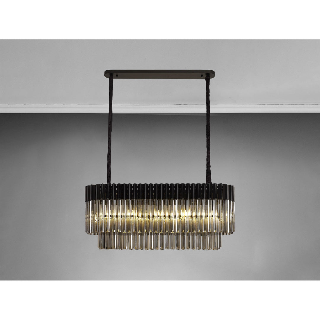 Nelson Lighting NL89549 Vienna 5 Light Rectangle Pendant Matt Black Smoked