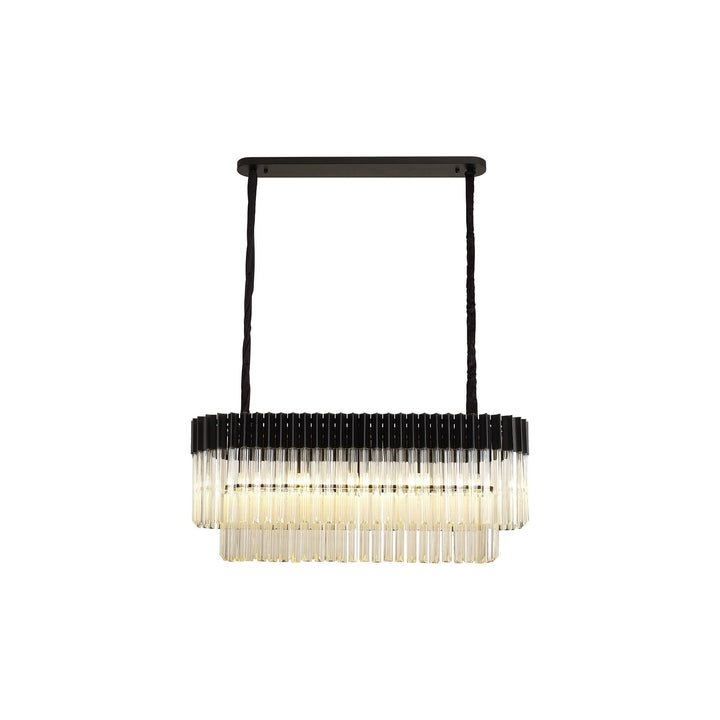 Nelson Lighting NL89559 Vienna 5 Light Rectangle Pendant Matt Black Cognac