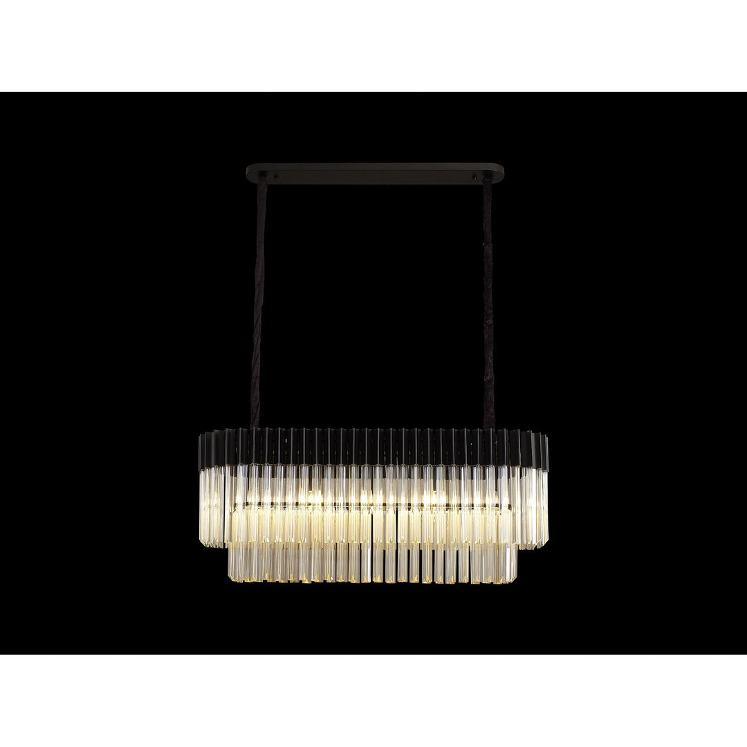 Nelson Lighting NL89559 Vienna 5 Light Rectangle Pendant Matt Black Cognac