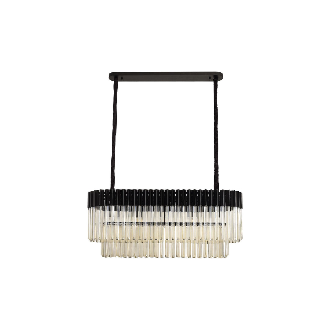 Nelson Lighting NL89559 Vienna 5 Light Rectangle Pendant Matt Black Cognac