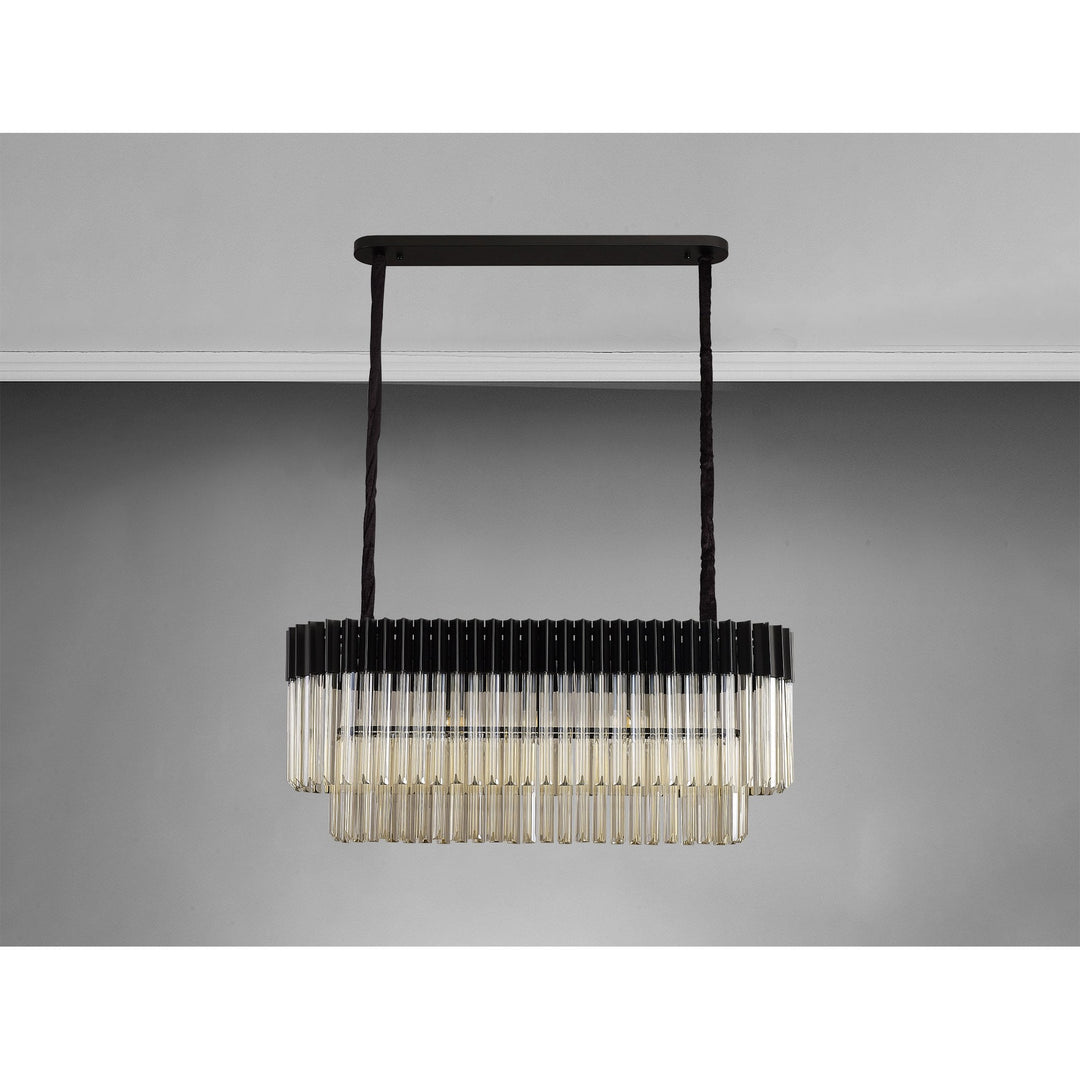 Nelson Lighting NL89559 Vienna 5 Light Rectangle Pendant Matt Black Cognac