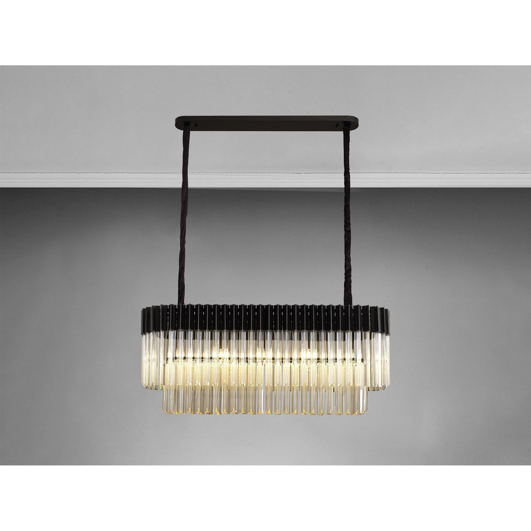 Nelson Lighting NL89559 Vienna 5 Light Rectangle Pendant Matt Black Cognac