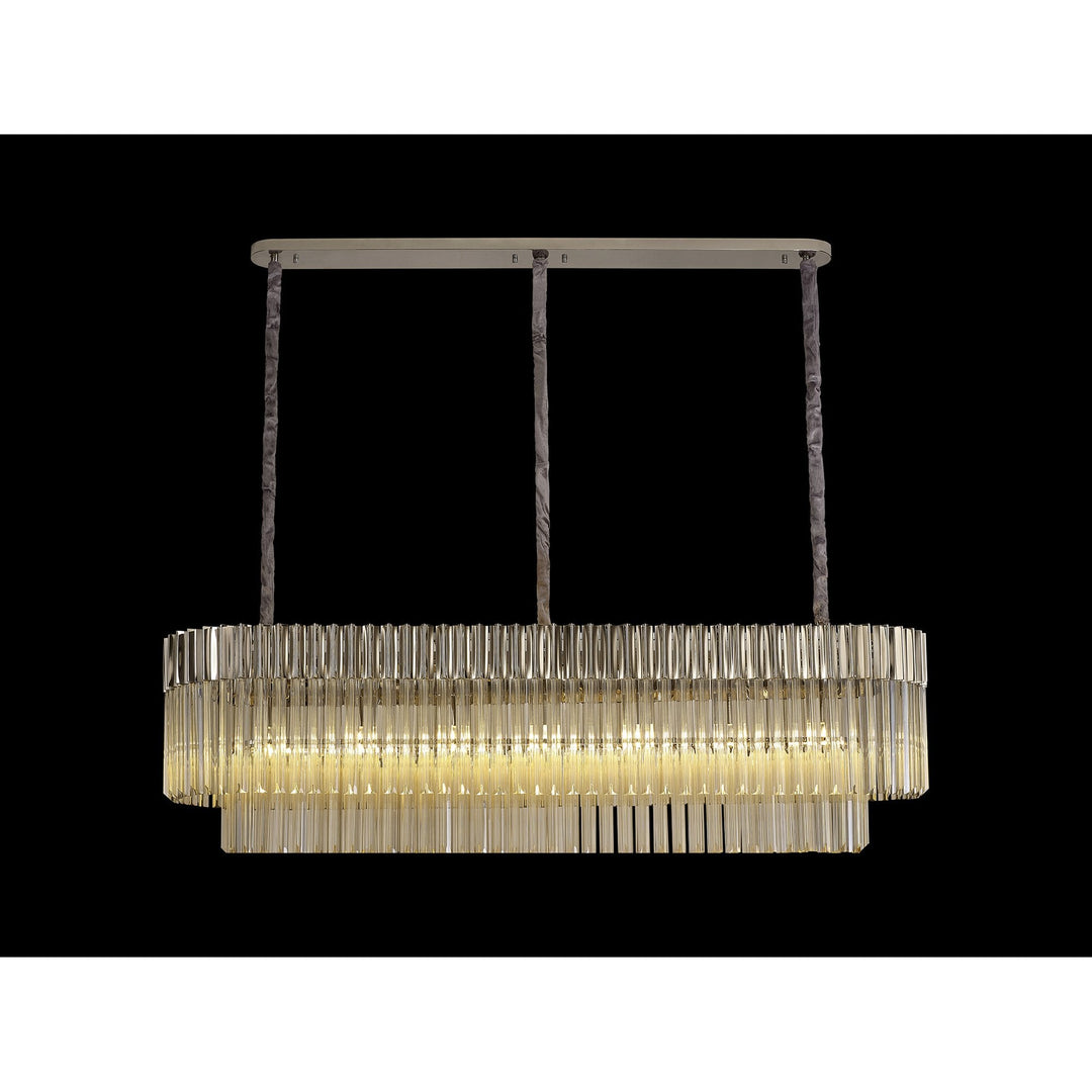 Nelson Lighting NL89589 Vienna 7 Light Rectangle Pendant Polished Nickel Cognac