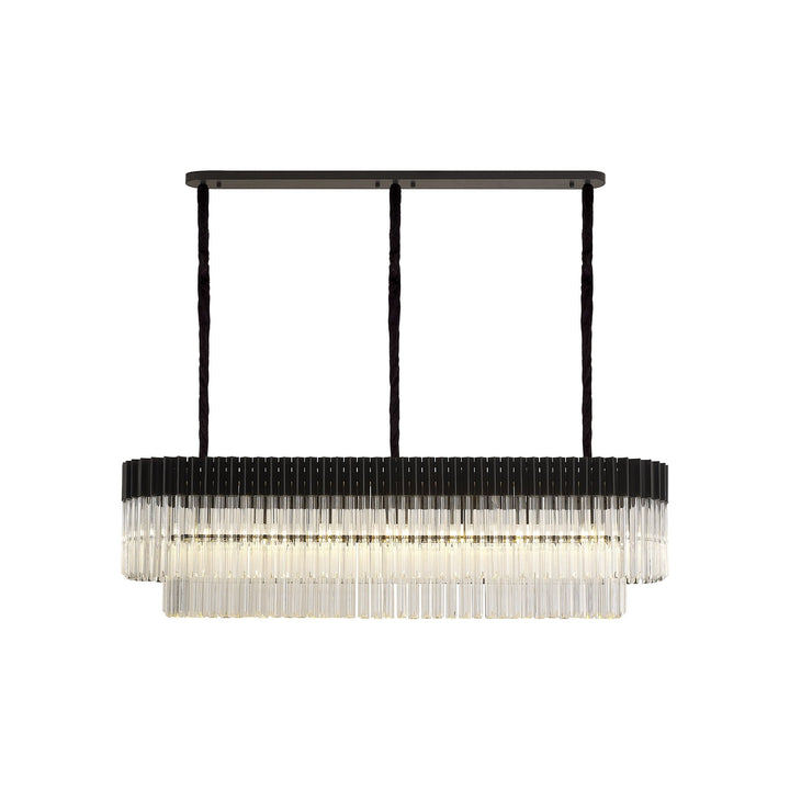 Nelson Lighting NL89599 Vienna 7 Light Rectangle Pendant Matt Black Clear