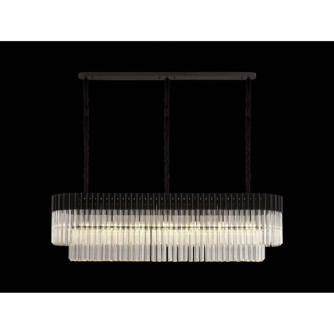 Nelson Lighting NL89599 Vienna 7 Light Rectangle Pendant Matt Black Clear