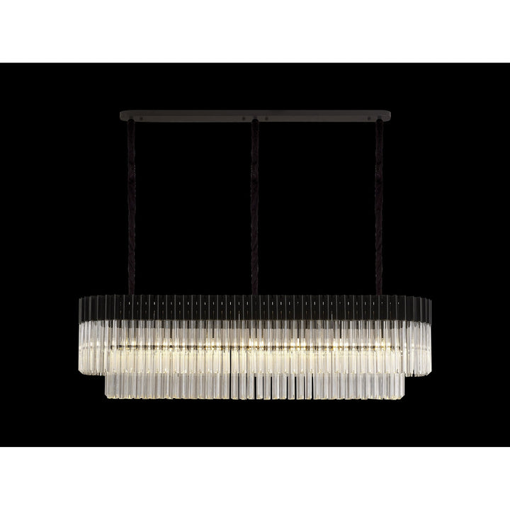 Nelson Lighting NL89599 Vienna 7 Light Rectangle Pendant Matt Black Clear