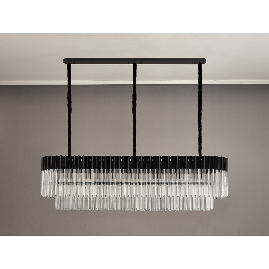 Nelson Lighting NL89599 Vienna 7 Light Rectangle Pendant Matt Black Clear