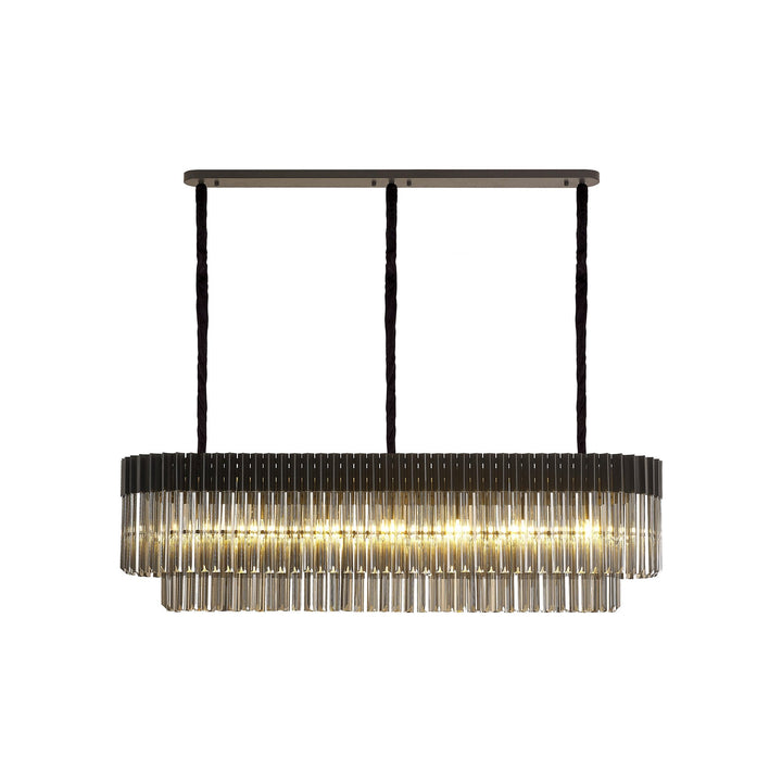 Nelson Lighting NL89609 Vienna 7 Light Rectangle Pendant Matt Black Smoked