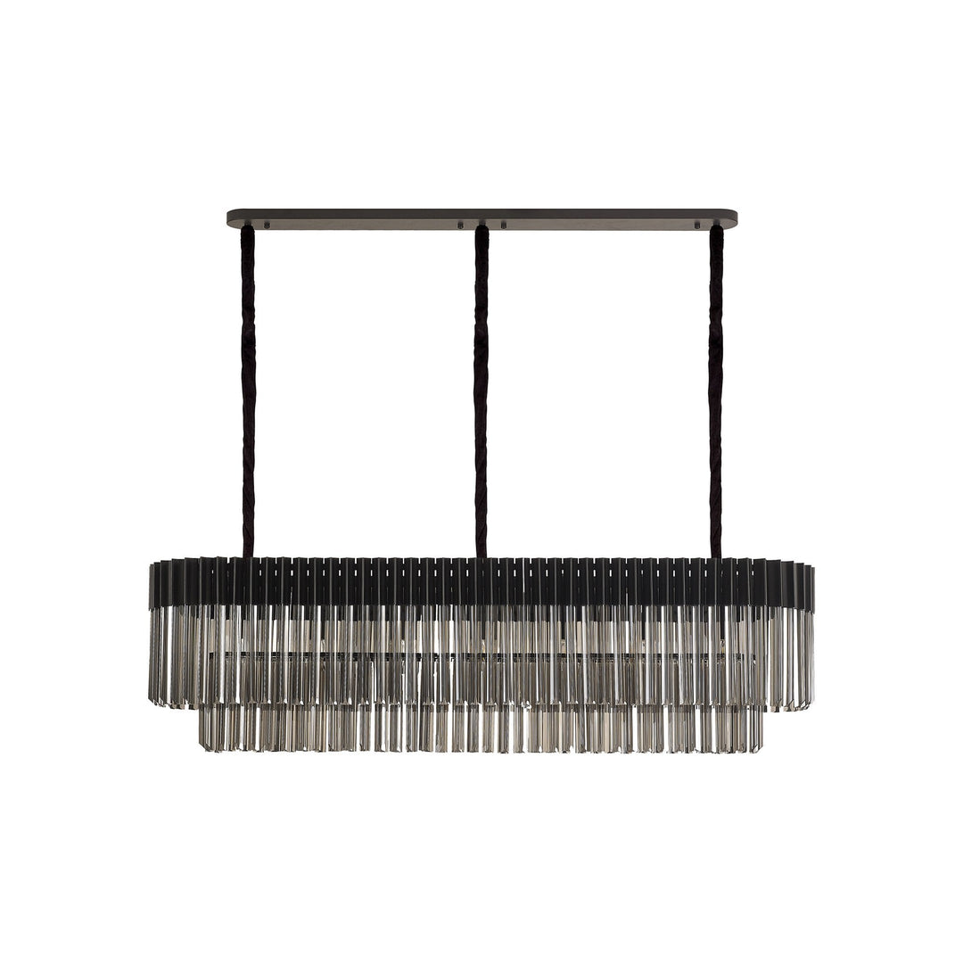 Nelson Lighting NL89609 Vienna 7 Light Rectangle Pendant Matt Black Smoked