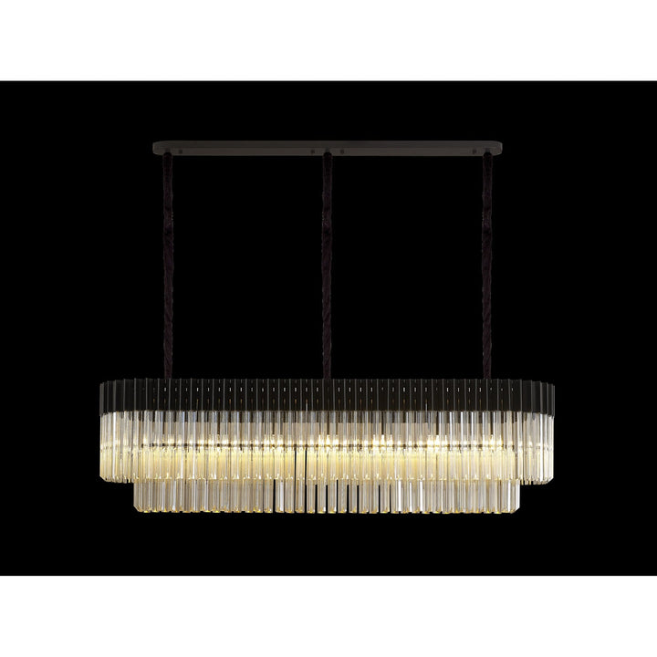 Nelson Lighting NL89619 Vienna 7 Light Rectangle Pendant Matt Black Cognac