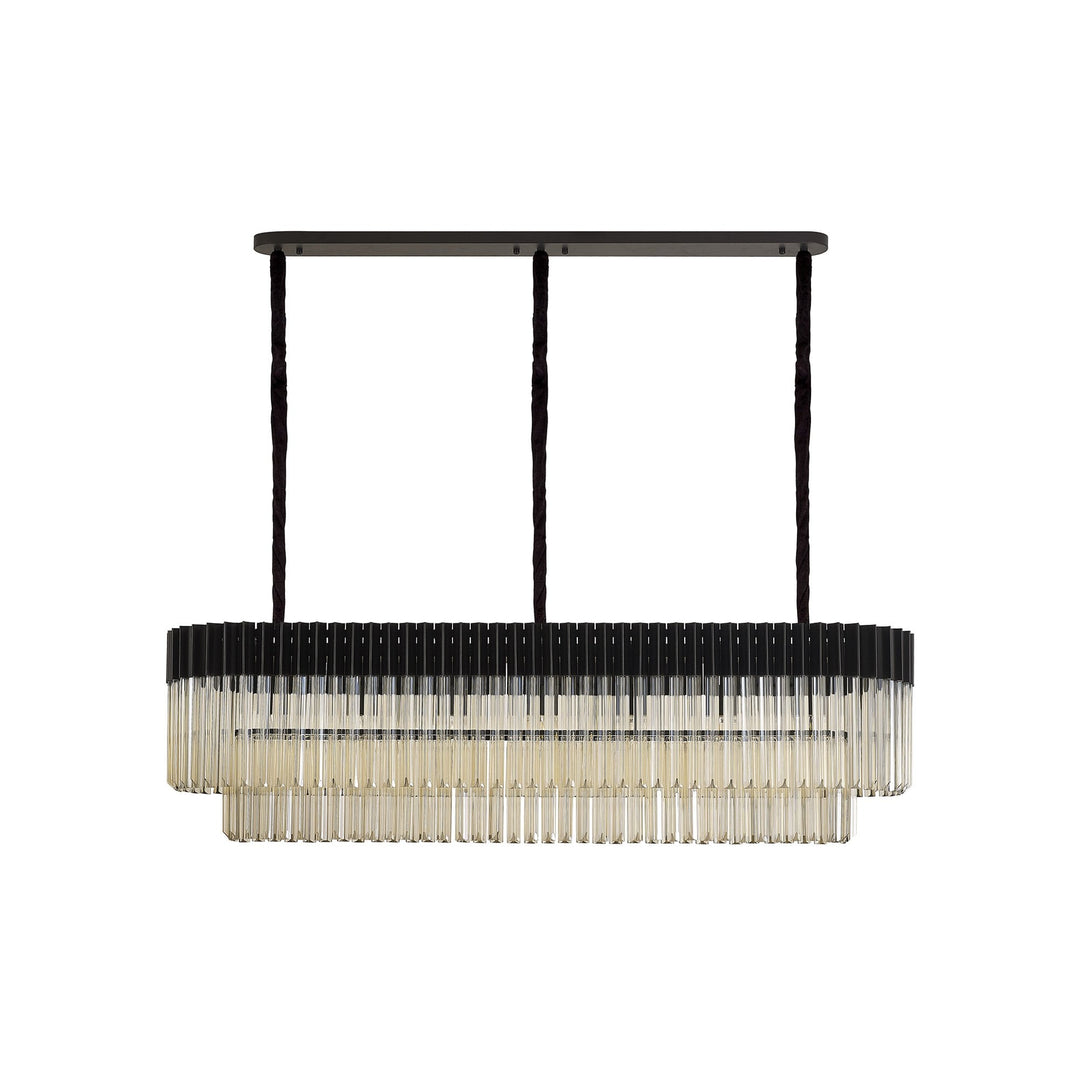 Nelson Lighting NL89619 Vienna 7 Light Rectangle Pendant Matt Black Cognac