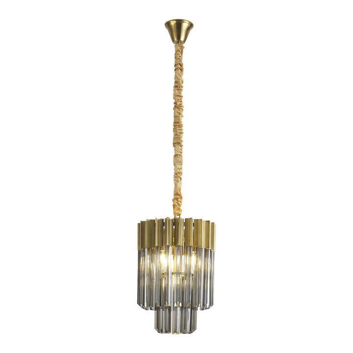 Nelson Lighting NL89629 Vienna 4 Light Round Pendant Brass Smoked