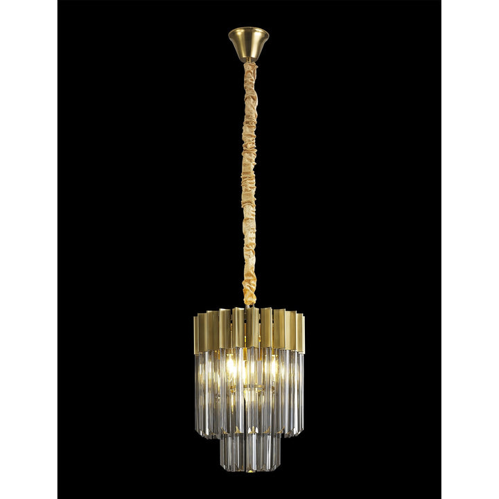 Nelson Lighting NL89629 Vienna 4 Light Round Pendant Brass Smoked