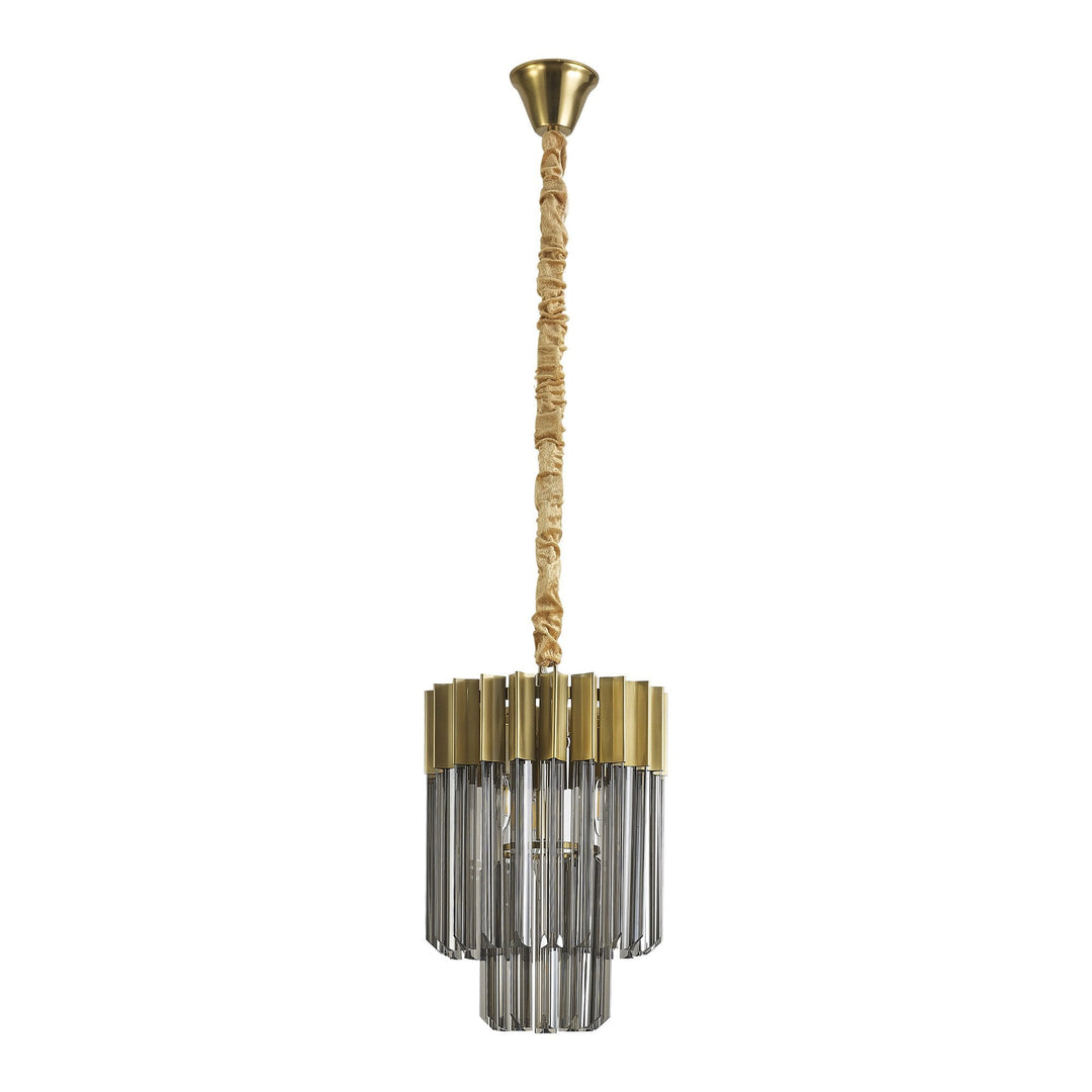 Nelson Lighting NL89629 Vienna 4 Light Round Pendant Brass Smoked