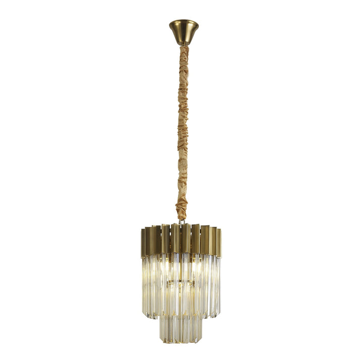 Nelson Lighting NL89639 Vienna 4 Light Round Pendant Brass Cognac