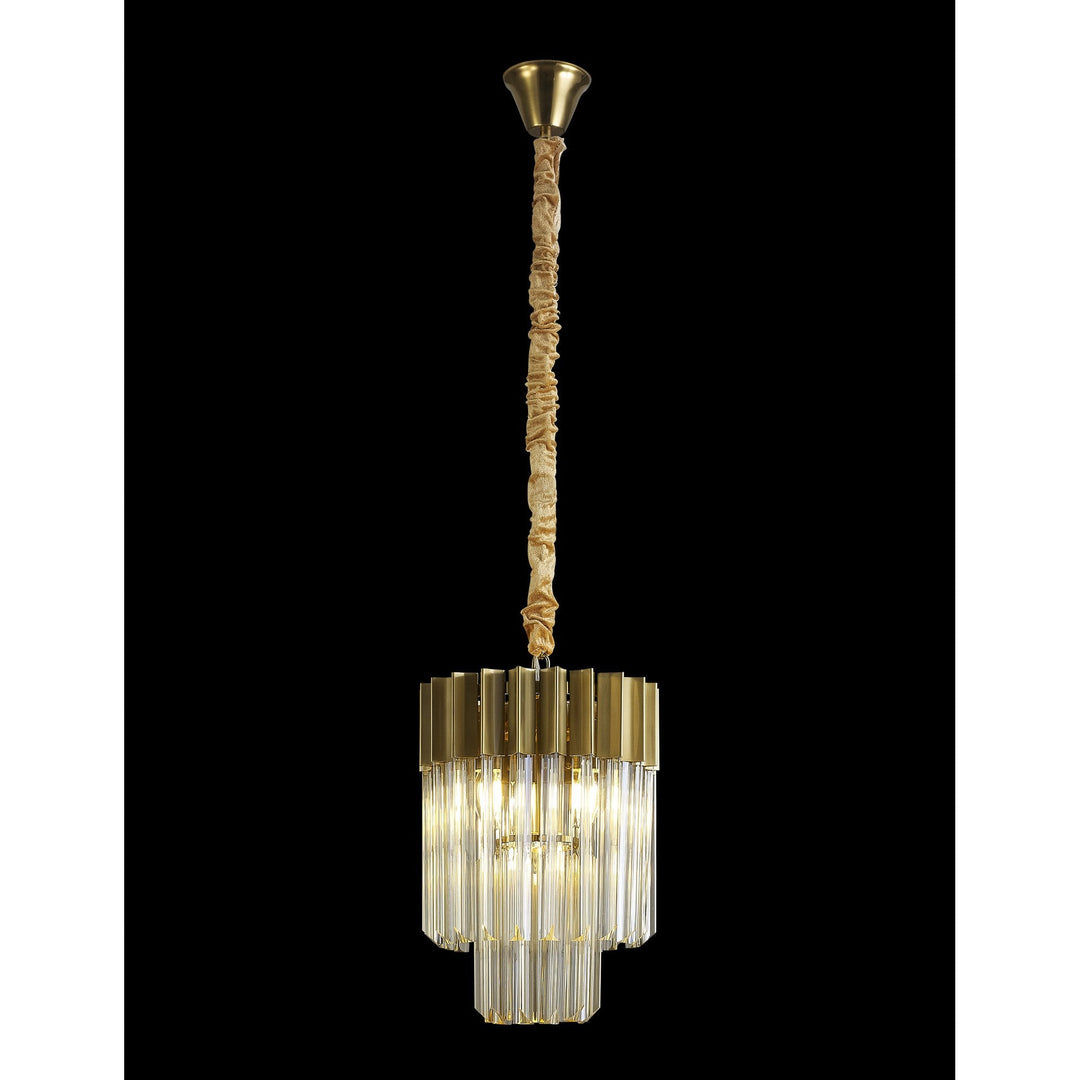 Nelson Lighting NL89639 Vienna 4 Light Round Pendant Brass Cognac