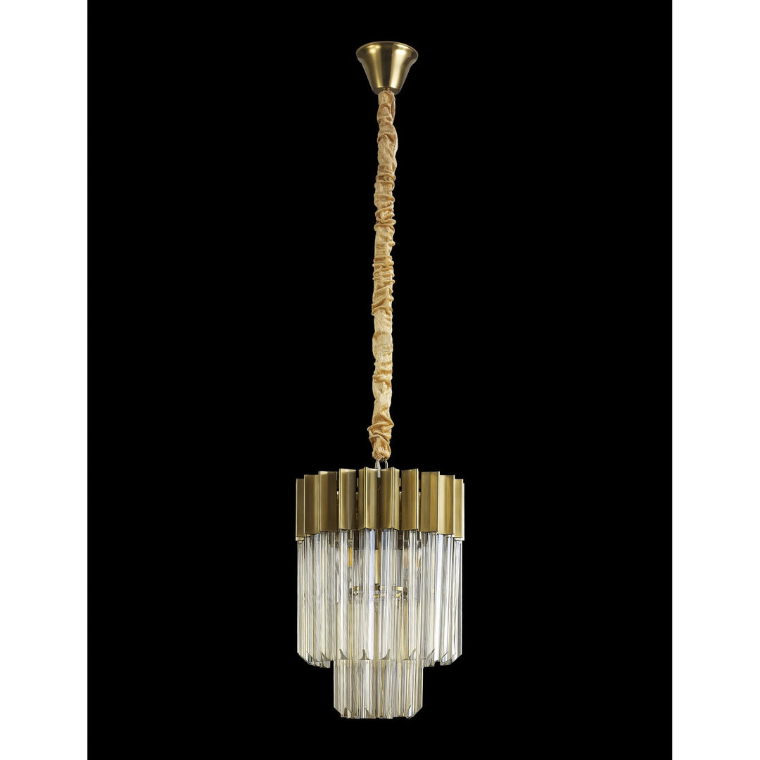 Nelson Lighting NL89639 Vienna 4 Light Round Pendant Brass Cognac