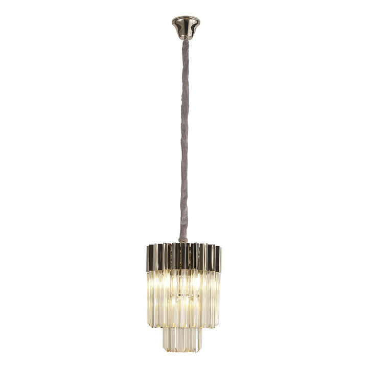 Nelson Lighting NL89649 Vienna 4 Light Round Pendant Polished Nickel Cognac