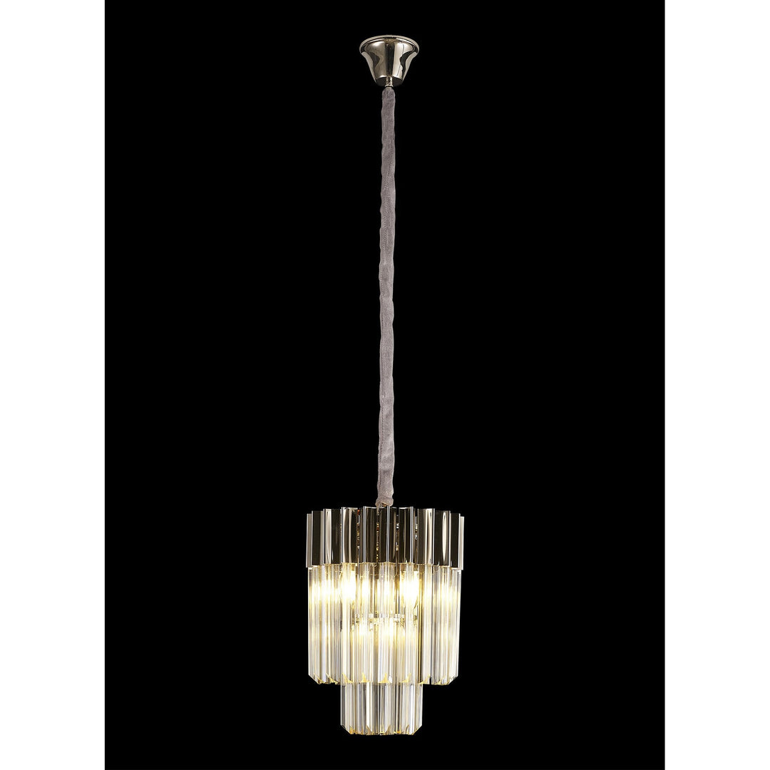 Nelson Lighting NL89649 Vienna 4 Light Round Pendant Polished Nickel Cognac