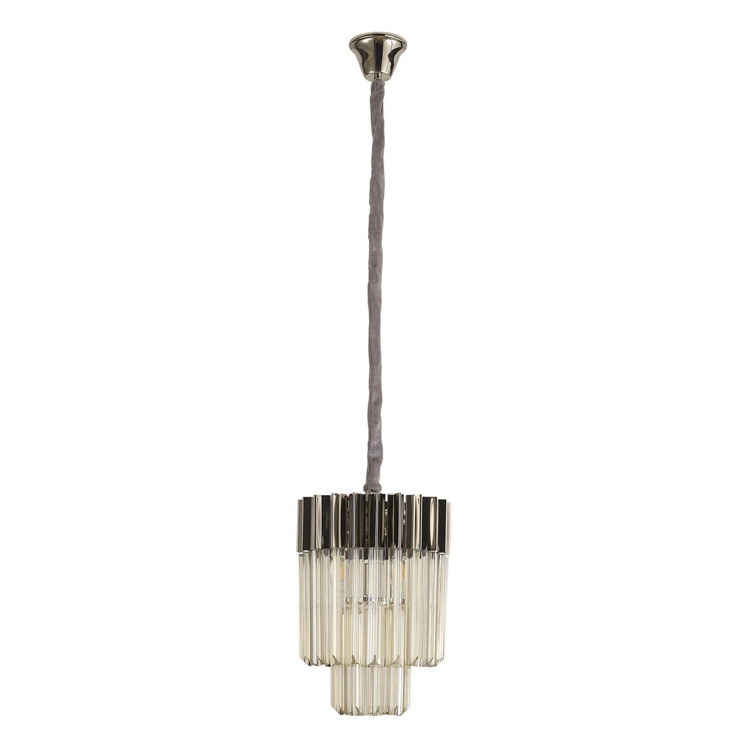 Nelson Lighting NL89649 Vienna 4 Light Round Pendant Polished Nickel Cognac