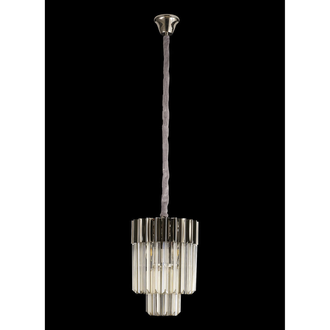 Nelson Lighting NL89649 Vienna 4 Light Round Pendant Polished Nickel Cognac