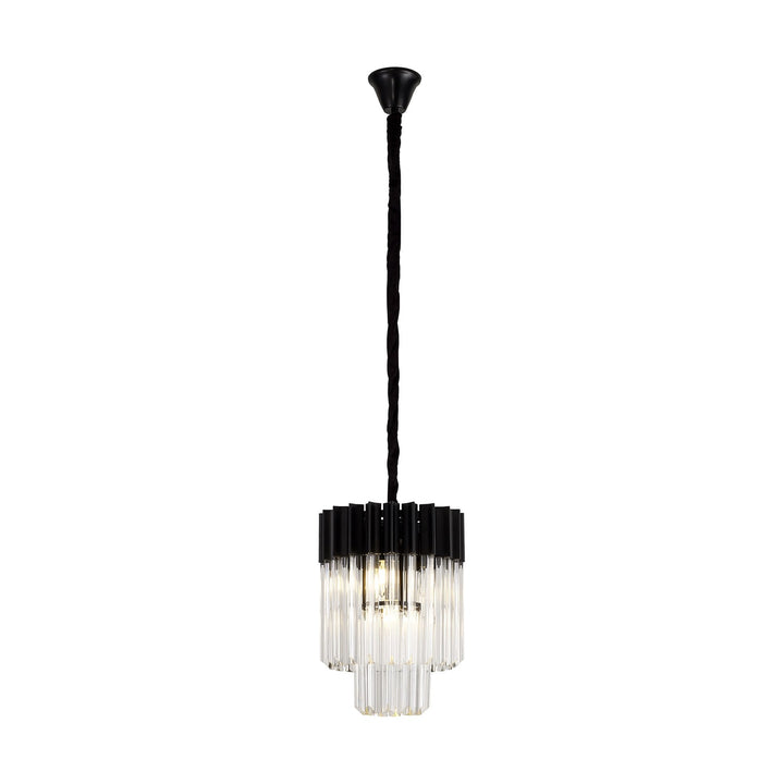 Nelson Lighting NL89659 Vienna 4 Light Round Pendant Matt Black Clear