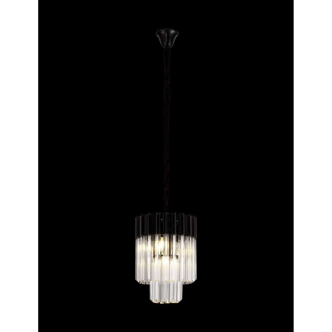 Nelson Lighting NL89659 Vienna 4 Light Round Pendant Matt Black Clear