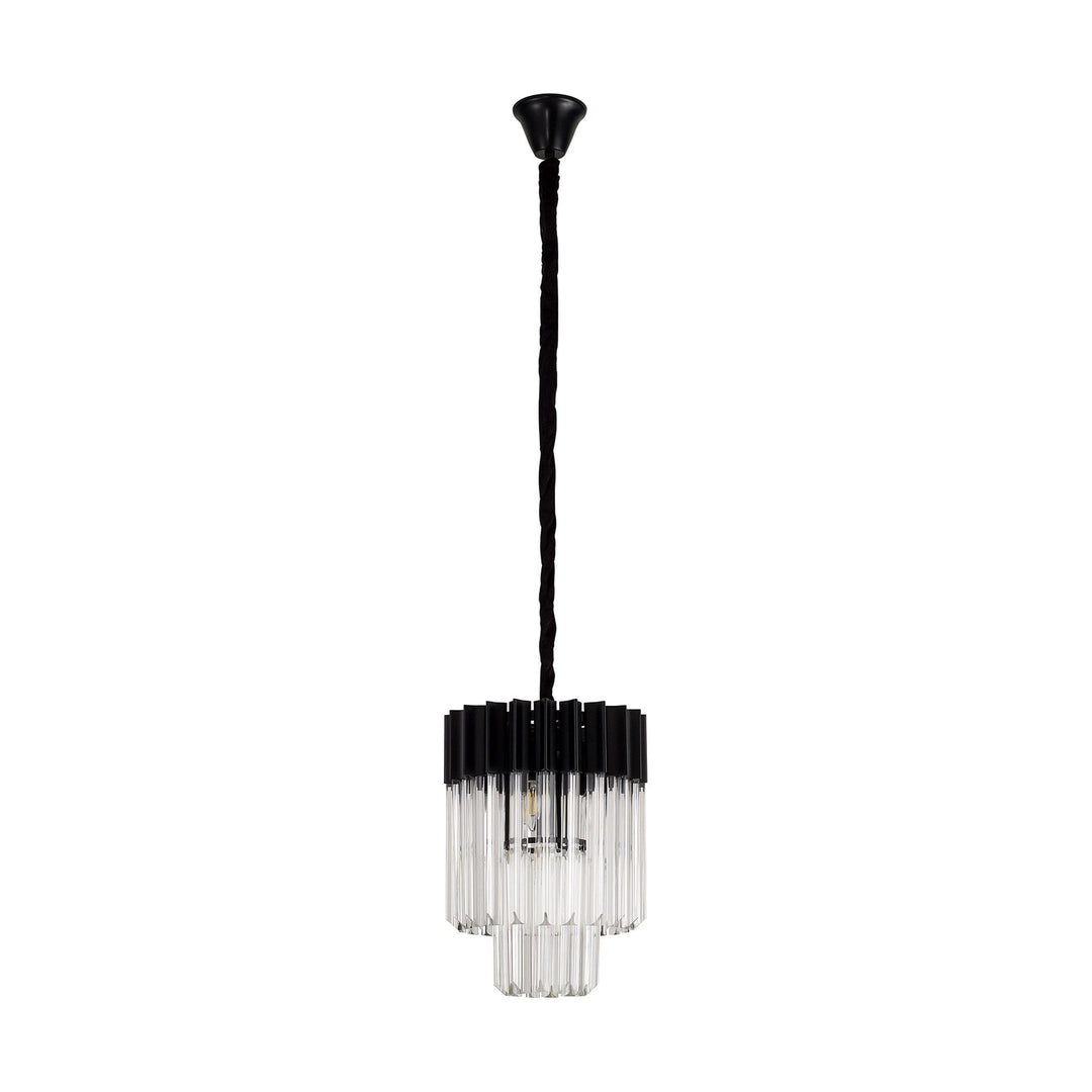 Nelson Lighting NL89659 Vienna 4 Light Round Pendant Matt Black Clear