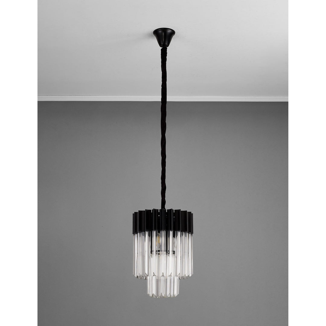 Nelson Lighting NL89659 Vienna 4 Light Round Pendant Matt Black Clear