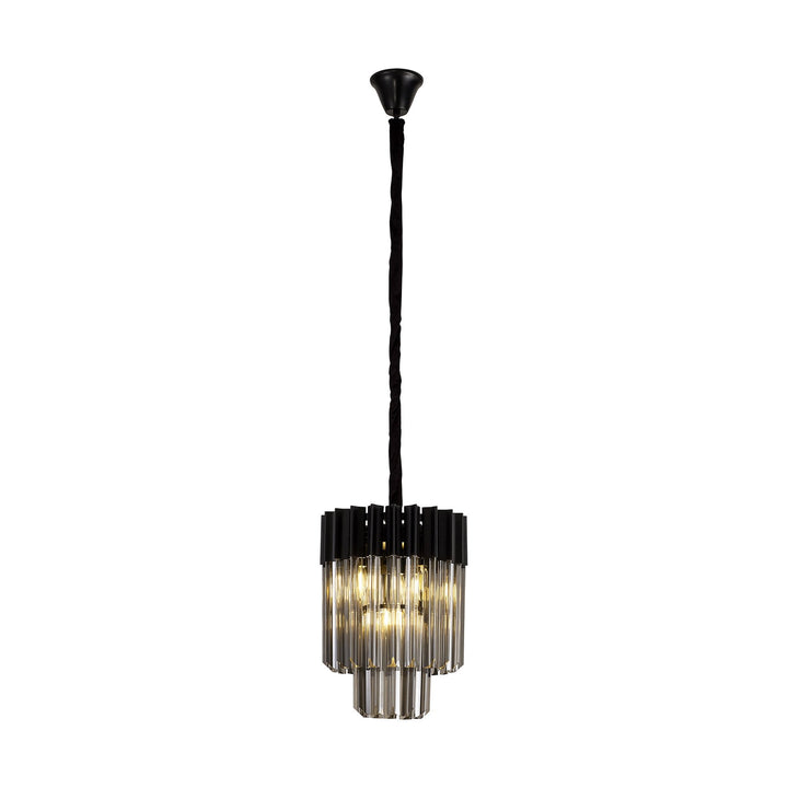 Nelson Lighting NL89669 Vienna 4 Light Round Pendant Matt Black Smoked