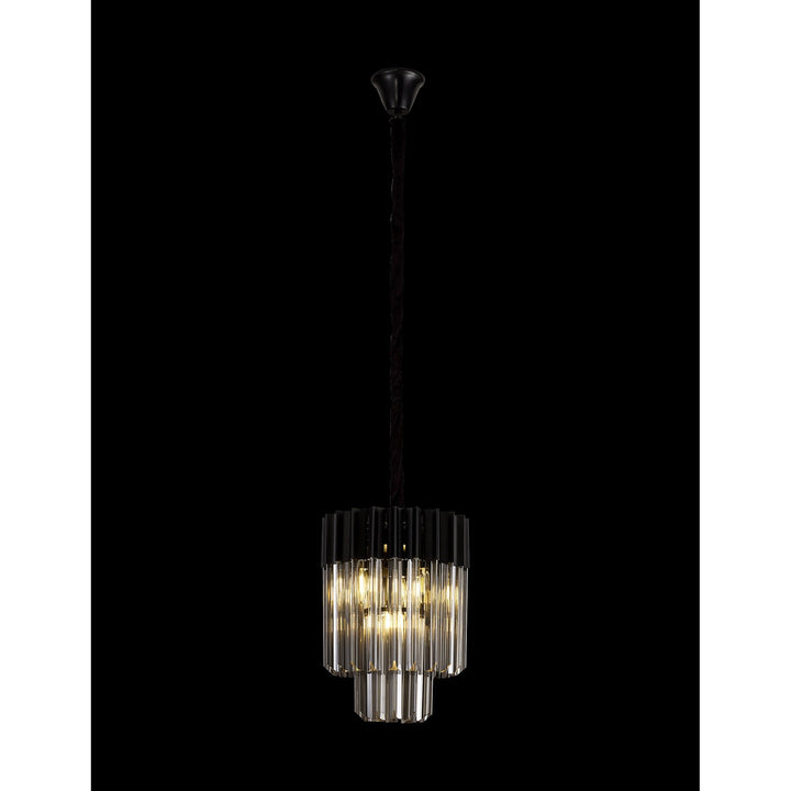 Nelson Lighting NL89669 Vienna 4 Light Round Pendant Matt Black Smoked