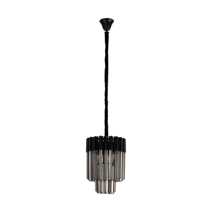 Nelson Lighting NL89669 Vienna 4 Light Round Pendant Matt Black Smoked