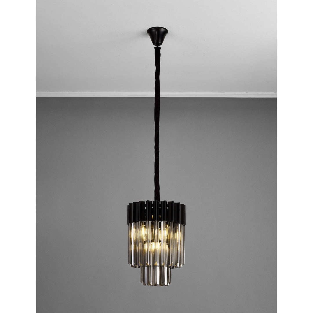 Nelson Lighting NL89669 Vienna 4 Light Round Pendant Matt Black Smoked