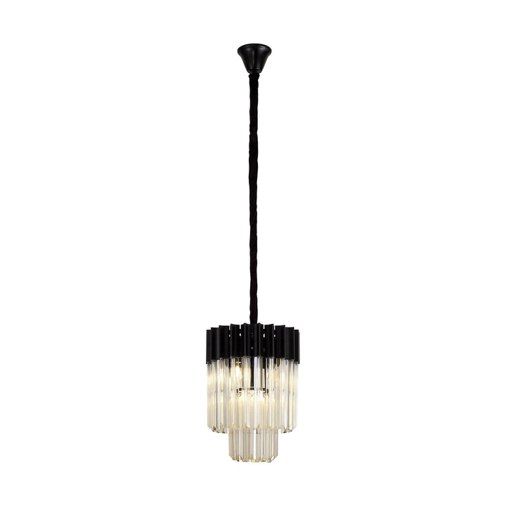 Nelson Lighting NL89679 Vienna 4 Light Round Pendant Matt Black Cognac