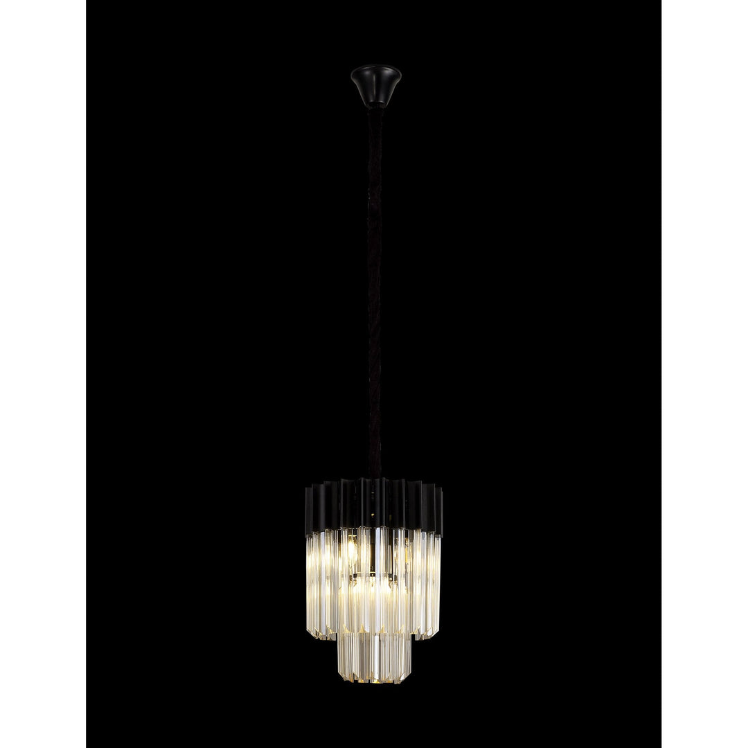 Nelson Lighting NL89679 Vienna 4 Light Round Pendant Matt Black Cognac