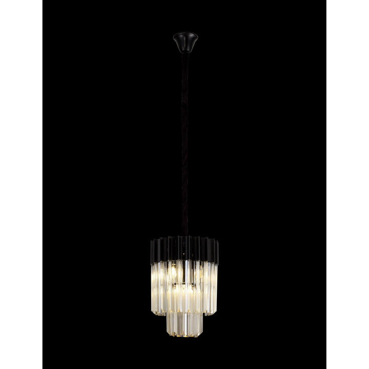 Nelson Lighting NL89679 Vienna 4 Light Round Pendant Matt Black Cognac