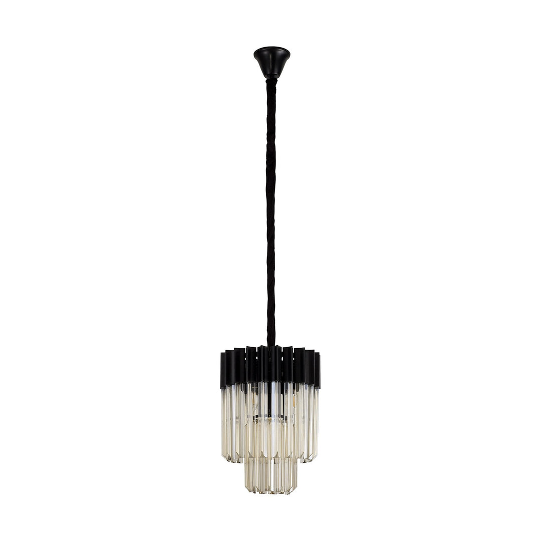 Nelson Lighting NL89679 Vienna 4 Light Round Pendant Matt Black Cognac