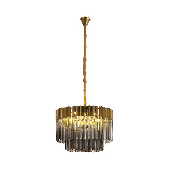 Nelson Lighting NL89689 Vienna 8 Light Round Pendant Brass Smoked