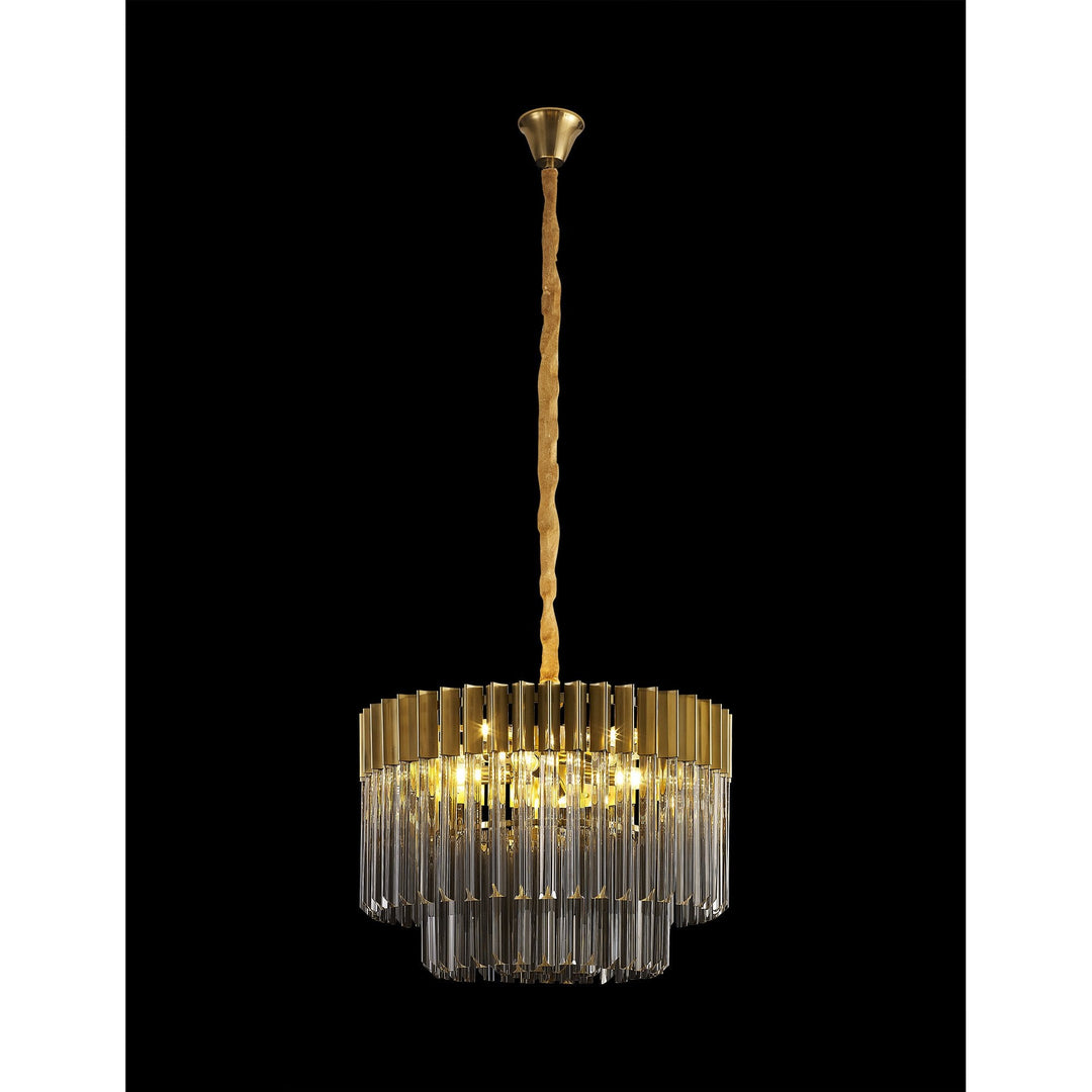 Nelson Lighting NL89689 Vienna 8 Light Round Pendant Brass Smoked